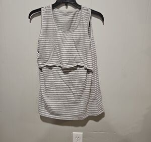 Gray Striped Women's Tank Top (Maternity/Breastfeeding)